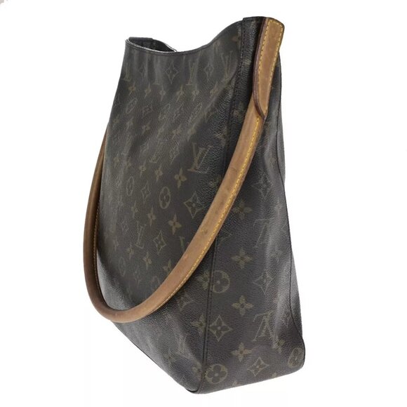 LOUIS VUITTON Logo Looping GM Shoulder Bag Monogram Leather Brown M51145 62HC011 - Picture 2 of 16
